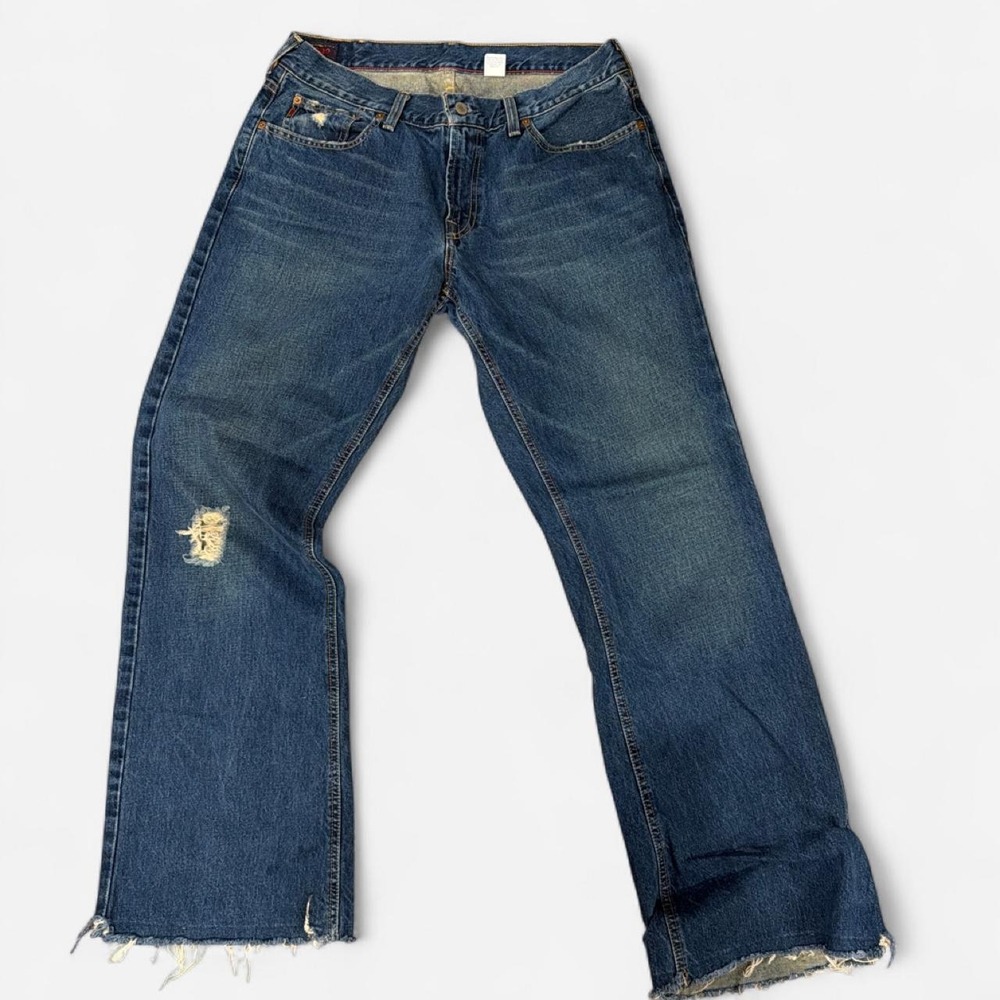 Abercrombie & Fitch 1892 Premium Denim Distressed Navy Blue Jeans Mens 34x34